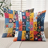 baratos Estilo Vintage-Capa de Almofadas Decorativas Floral 1PC Capa quadrada macia para Sofá Quarto Sala de Estar