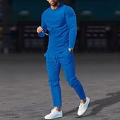 olcso Férfi Basic Tees szettek-Férfi Gofri póló Póló öltönyök Tracksuit Teniszing Rövid ujjú Tömör szín Testedző Alkalmi 2 db Kerek nyakkivágás Vakáció Hétköznapi viselet Sportruházat Nyár Fekete Fehér Királykék Henley póló