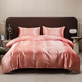 abordables Parures de draps-Ensemble de draps en soie glacée imitation satinée Trois ou quatre pièces
