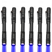 abordables Linternas-Linterna ultravioleta multifunción de 6 piezas, linternas de luz negra para exteriores a prueba de agua y caminos con función de iluminación, violeta 3,2 V 3 W para patio de camping en piscina