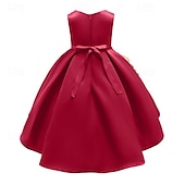 preiswerte Partykleider-kinderkleidung Mädchen Party Kleid Blume Ärmellos Leistung Geburtstag Schön Süß Polyester Asymmetrisch abendkleider Schaukelkleid A Linie Kleid Sommer 4 Jahre + Champagner Rosa Wein