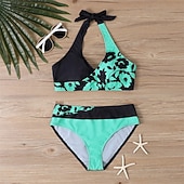 Недорогие Серфинг Танкини и Бикини-Жен. Танкини Купальник из двух частей Открытая спина Купальники Цветочный принт Купальники Желтый Розовый Дышащий Быстровысыхающий Легкость Без рукавов - Плавание Серфинг Пляж  Лето Весна