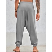 economico Classico-Per uomo Pantaloni di lino Pantaloni Pantaloni estivi Pantaloni larghi Pantaloni stile harem A cordoncino Vita elastica Liscio Comfort Traspirante Lunghezza intera Yoga Giornaliero Per eventi Di