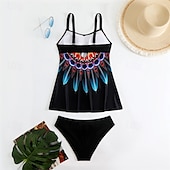abordables Maillots une pièce et tankinis-Femme Tankini Maillot De Bain Deux Pièces Col en V Maillots de Bain Maillots de Bain Jaune Bleu Roi Respirable Séchage rapide Poids Léger Sans Manches - Natation Surf Plage Eté Printemps Grande Taille