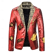 baratos Tops-blazer disco 1980s 2 cores brilhante lantejoulas smoking ajuste fino lapela colarinho ternos carnaval traje masculino adulto halloween carnaval festa de casamento clube smoking