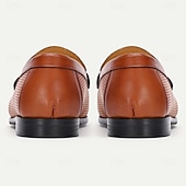 cheap Premium Leather Loafers-Men's Premium Cowhide Embossed Leather Loafers - Stylish Textured Design for Casual and Formal Occasions