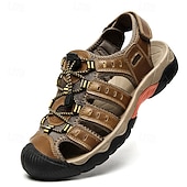 voordelige Buitensandalen-Heren outdoor wandelsandalen - ademend gesloten teenontwerp, verstelbare vetersluitingen, antislipzool, comfortabele zomerschoenen voor trekking en kamperen