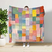 お買い得  ベッドブランケット-カラフルなモザイクブランケット。柔らかくて心地よく、軽量。ソファーベッドや旅行に。鮮やかなマルチカラーの幾何学的デザイン。丈夫で色あせしにくく、オールシーズン使用可能。