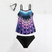 abordables Maillots une pièce et tankinis-Femme Tankini Maillot De Bain Deux Pièces Col en V Maillots de Bain Maillots de Bain Jaune Bleu Roi Respirable Séchage rapide Poids Léger Sans Manches - Natation Surf Plage Eté Printemps Grande Taille
