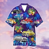 economico Stampa Vintage Retrò-Per uomo Auto Camicia Camicia hawaiana Camicia Aloha Camicia Collo ripiegabile Di tendenza Originale Informale Esterno Strada Informale Giallo Rosso Viola S M L