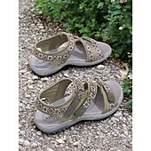 abordables Sandales Confort-sandales de sport bleues pour femmes avec sangles réglables et motif géométrique – chaussures de marche d&#039;extérieur confortables pour la randonnée, les voyages et les vêtements décontractés