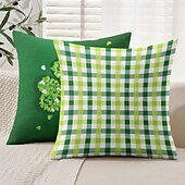 billiga geometrisk stil-saint patrick&#039;s day dekorativa slängkuddar överdrag 1 st grön irländsk mjuk fyrkantig soffa kuddfodral örngott för sovrum vardagsrum soffa stol