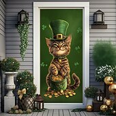 cheap Saint Patrick's Day-Saint Patrick's Day Door Decorations Door Covers Shamrock Gold Coins Door Tapestry Door Curtain Decoration Backdrop Indoor/Outdoor Door Banner for Front Door Farmhouse