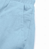 baratos Clássico-Homens Bermuda Cargo Calção Shorts de linho Shorts de verão Shorts de praia Com Cordão Cintura elástica Bolso multi Tecido Comprimento do joelho Praia Havaiana Casual Preto Branco Sem Elasticidade