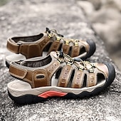 voordelige Buitensandalen-Heren outdoor wandelsandalen - ademend gesloten teenontwerp, verstelbare vetersluitingen, antislipzool, comfortabele zomerschoenen voor trekking en kamperen