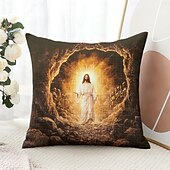 billige Ferieputetrekk-påske jesus dekorative putetrekk 1 stk myk firkantet sofa putetrekk putetrekk for soverom stue sofa stol