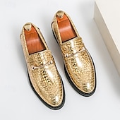 economico Semi-formale-mocassini da uomo in similpelle blu metallizzata con catena dorata decorativa – scarpe slip-on alla moda per occasioni formali e da festa