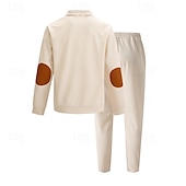 cheap Basic Tracksuits-Men&#039;s Sweatshirt Tracksuit Sweatsuit Black White Blue Khaki Gray Standing Collar Color Block 2 Piece Sports &amp; Outdoor Daily Holiday Polyester Streetwear Basic Casual Spring &amp;  Fall Clothing Apparel