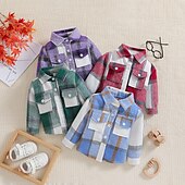 economico Giacche e cappotti per bambine-Bambino Da ragazza Giornata universale dell&#039;infanzia Shacket Color Block Di tendenza Girocollo Esterno Cotone Cappotto Capispalla 3-7 anni Primavera Nero Bianco Rosa