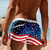 preiswerte Flaggen Druck-Herren Gestreift Geometrisches Muster Sterne Badehosen Badeshorts Boardshorts Mittlere Taille 3D-Druck Hawaiianisch Surfen Ferien Strand Kordelzug mit Mesh-Futter Elastischer Bund Designer Bekleidung