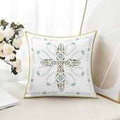 cheap Vintage Style-Vintage Decorative Toss Pillows Cover 1PC Vintage Ethiopian Cross Print Soft Square Couch Cushion Case Pillowcase for Bedroom Livingroom Sofa Chair
