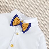 abordables Costume formel pour garçon-Garçon 3D Couleur unie Nœud Chemise &amp; Pantalon manche longue Automne Décontractées Bébé 1-5 ans Col en V