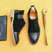 cheap Semi-Formal-Men&#039;s Tan Chelsea Boots with Faux Leather and Suede Upper – Slip-On Elastic Design, Casual and Comfortable for Daily Wear or Semi-Formal Occasions