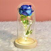 cheap Novelties-Galaxy Rose Lamps Simulated Rose 24k Gold Foil Rose Glass Led Light Light Up Rose In Glass Gift for Valentine&#039;s Day