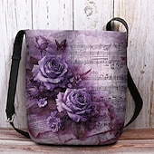 halpa Olan yli kannettavat laukut-vintage kukkakuvioinen nuottiolkalaukku naisille – taiteellinen ruusukuvioinen crossbody-laukku, täydellinen rentoihin retkiin, ostoksille ja jokapäiväiseen käyttöön