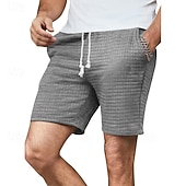 preiswerte Shorts-Herren Waffel-Shorts Sweatshorts Kurze Hose Shorts Kurze Hosen Sommer-Shorts Tasche Kordelzug Elastische Taille Glatt Komfort Kurz Sports Outdoor Täglich Ausgehen Modisch Brautkleider schlicht