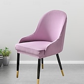 abordables Funda para silla de comedor-Funda de silla de comedor suave, funda de sillón con reposabrazos extraíble, resistente a la suciedad, con respaldo curvo, funda de silla de maquillaje o de ocio para revestir la habitación, el bar,