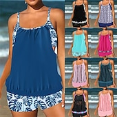 cheap One Pieces &amp; Tankinis-Women&#039;s Tankini Two Piece Swimsuit Racerback Swimwear Swimwear Light Pink Black / White Breathable Quick Dry Lightweight Sleeveless - Swimming Surfing Beach Summer Spring Plus Size