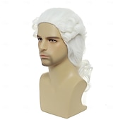 cheap Historical Wigs-Colonial Judge Wig, Long Wave Wig for Man, Washington Halloween Costume, Cosplay Wig For Carvinal