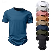 cheap Cotton Linen T-shirts-100% Cotton Men&#039;s T Shirt Tee Top Plain Crew Neck Vacation Street Short Sleeves Classic Style Clothing Apparel Fashion Designer Basic