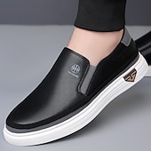 preiswerte Sneaker für Herren-weiße Slipper für Herren – leichte Kunstlederschuhe mit gepolsterter Sohle für Freizeit und Alltag