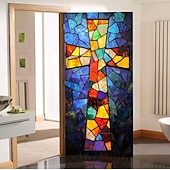 billige Dørdeksler-Dørdekorasjoner Dørtrekk Kors Blekktglass Effekt Dørvev Dørgardin Dekorasjon Bakgrunn Innendørs/Utendørs Dørbanner Framdør Gårdsdrift