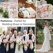 baratos envoltórios de convidados de casamento-xale de pashmina macio e sedoso envolve lenço de cores sólidas para vestidos de noite de casamento