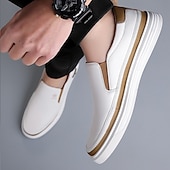 preiswerte Sneaker für Herren-weiße Slipper für Herren – leichte Kunstlederschuhe mit gepolsterter Sohle für Freizeit und Alltag