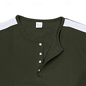 olcso Alkalmi Henley póló-Férfi Gofris póló Gofri Henley ing Színes blokk póló Rövid ujjú Henley Nyár Tavasz Színes Régies stílus Színes Hétköznapi Fekete Fehér Szürke Férfi felső póló