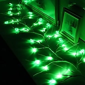 cheap Battery String Lights-St. Patrick&#039;s Day Clover Light String 2M 96 LEDs - Waterproof Battery Powered Decorative Lights with 8-Function Remote Control for Festival, Party and Restaurant Atmosphere 1pc