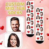 cheap Wedding Gift-Personalized Face Socks, Custom Wedding Gift for Couple Photo Socks with Heart, Funny Crew Socks for Couple, Wedding&#039;s Gift, Birthday Gift, Christmas, Pets, Family, Graduation