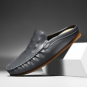 cheap Men&#039;s Clogs &amp; Mules-Men&#039;s Slip-On Moccasin Shoes – Comfortable Casual Leather Loafers with Woven Detailing for Everyday Wear