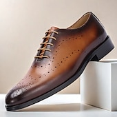 baratos Sapatos Sociais Clássicos-Sapatos oxford masculinos de couro bovino premium – design formal com cadarço marrom degradê para negócios, casamentos e ocasiões especiais