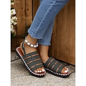 cheap Casual Sandals-Women&#039;s Braided Strap Sandals with Slingback Design – Comfortable Summer Footwear for Casual and Outdoor Activities