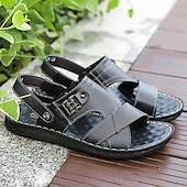 preiswerte Lässige Sandalen-Braune Sandalen aus Kunstleder für Herren – offene Zehenpartie mit überkreuzten Riemen und verstellbarem Riemen an der Rückseite für bequemen, lässigen Sommerlook