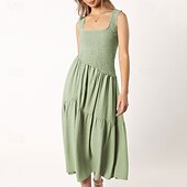 abordables Robes de Diplôme-Femmes Robe Midi Robe de remise des diplômes Robe Décontractée Robe trapèze Robe d&#039;été Élégant Occasionnel Vacances Quotidien Date Coupe régulière Uni Sans manches Col Rond Noir Blanche Vert Claire