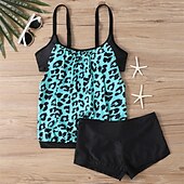 billiga One Pieces &amp; Tankinis-Dam Tankini Tvådelad baddräkt Brottarrygg Badkläder Blommig Badkläder Svart Blå Andningsfunktion Snabb tork Lättvikt Ärmlös - Simmning Surfing Strand Sommar Vår
