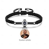 economico Per le donne-Bracciale incrociato personalizzato con pietra di proiezione fotografica - Miglior regalo per la mamma - Gioielli religiosi per famiglia o amici