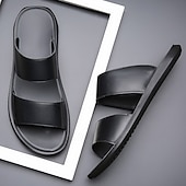 billige Utendørs sandaler-solbrune lysesandaler i kunstskinn for menn – minimalistisk design med dobbel stropp, lett og behagelig sommersko for strand- og fritidsklær