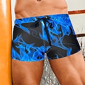 baratos Calções de Banho Masculinos-Homens Calção Justo de Natação Shorts de Natação Roupa de Banho Calças Com Cordão Natação Surfe Praia Esportes Aquáticos Estampado Verão Primavera